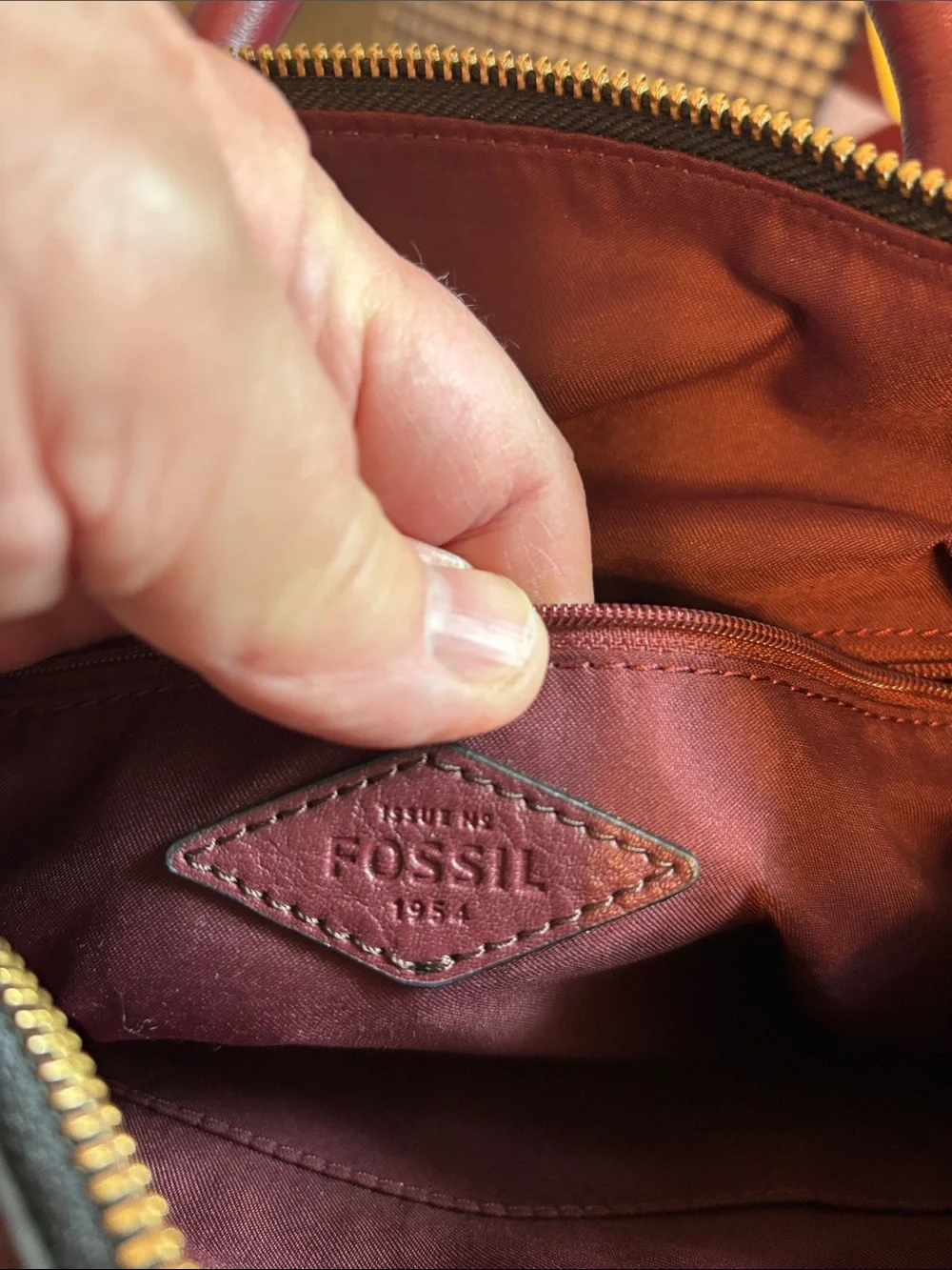 Fossil Patchwork Leather Tote Bag with silk Scarf  and wallet